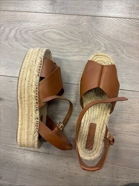 Mercedes Castillo Leather Espadrille Wedge Sandals